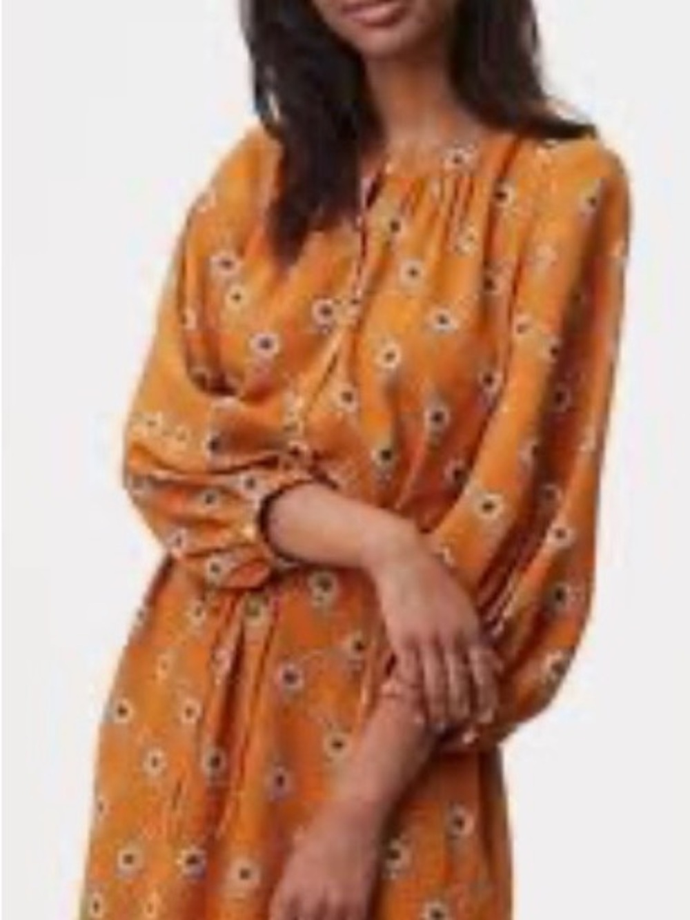 LOFT Mustard Floral Midi Dress